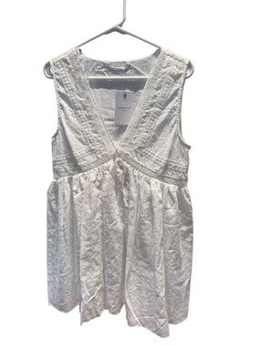 White Eyelet V-Neck Summer Dress